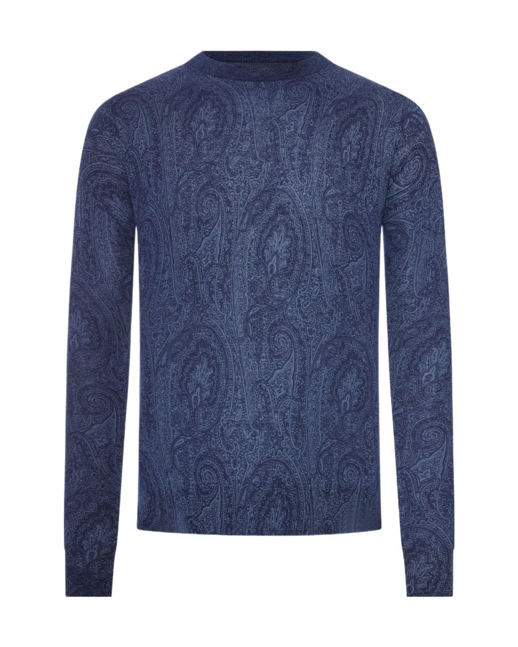 Etro Blue Pattern-Printed Crewneck Jumper for men