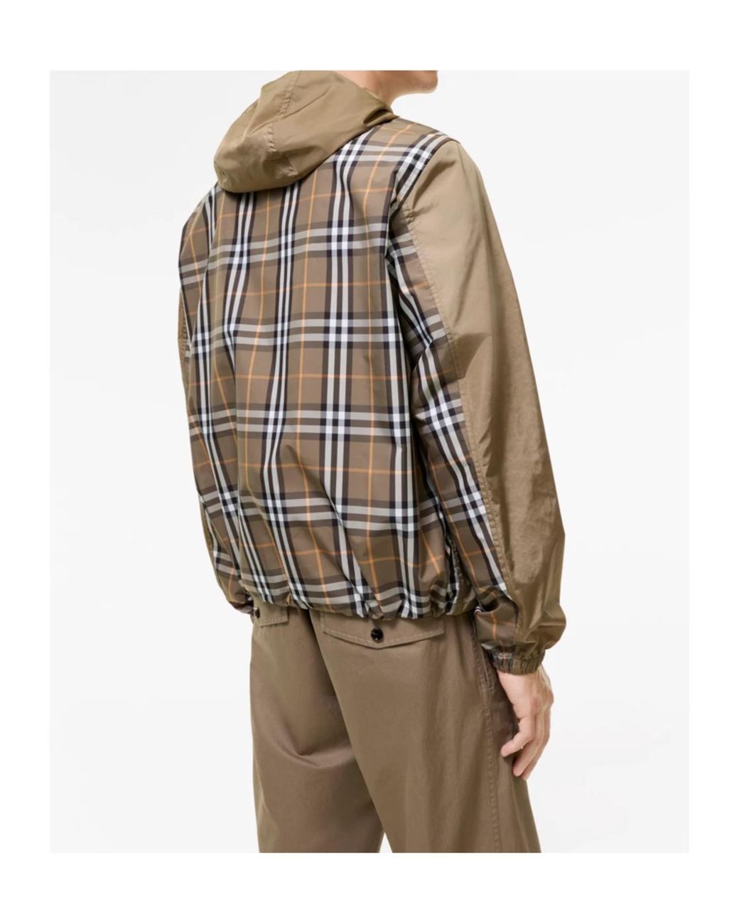 Burberry Green Check Trim Newport Hooded Jacket for men
