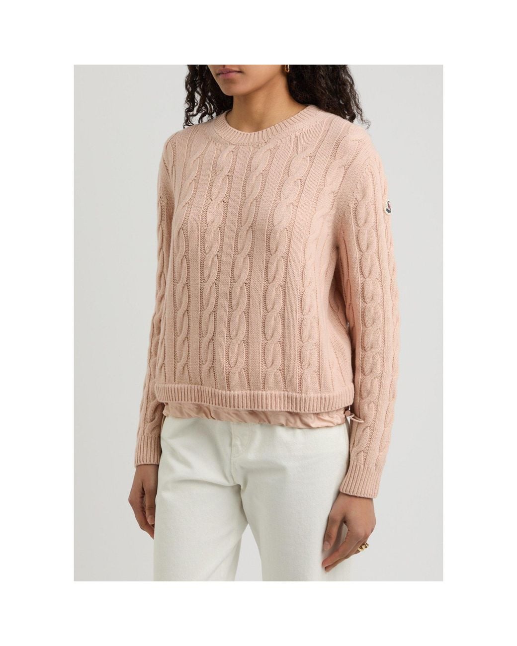 Moncler Pink Wool-Cashmere Cable Knit Jumper