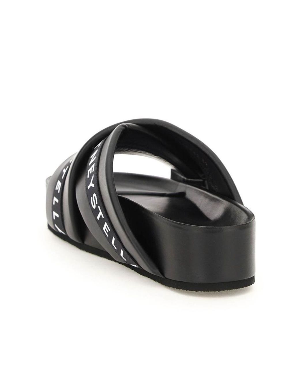 Stella McCartney Black Logo Tape Platform Sandals