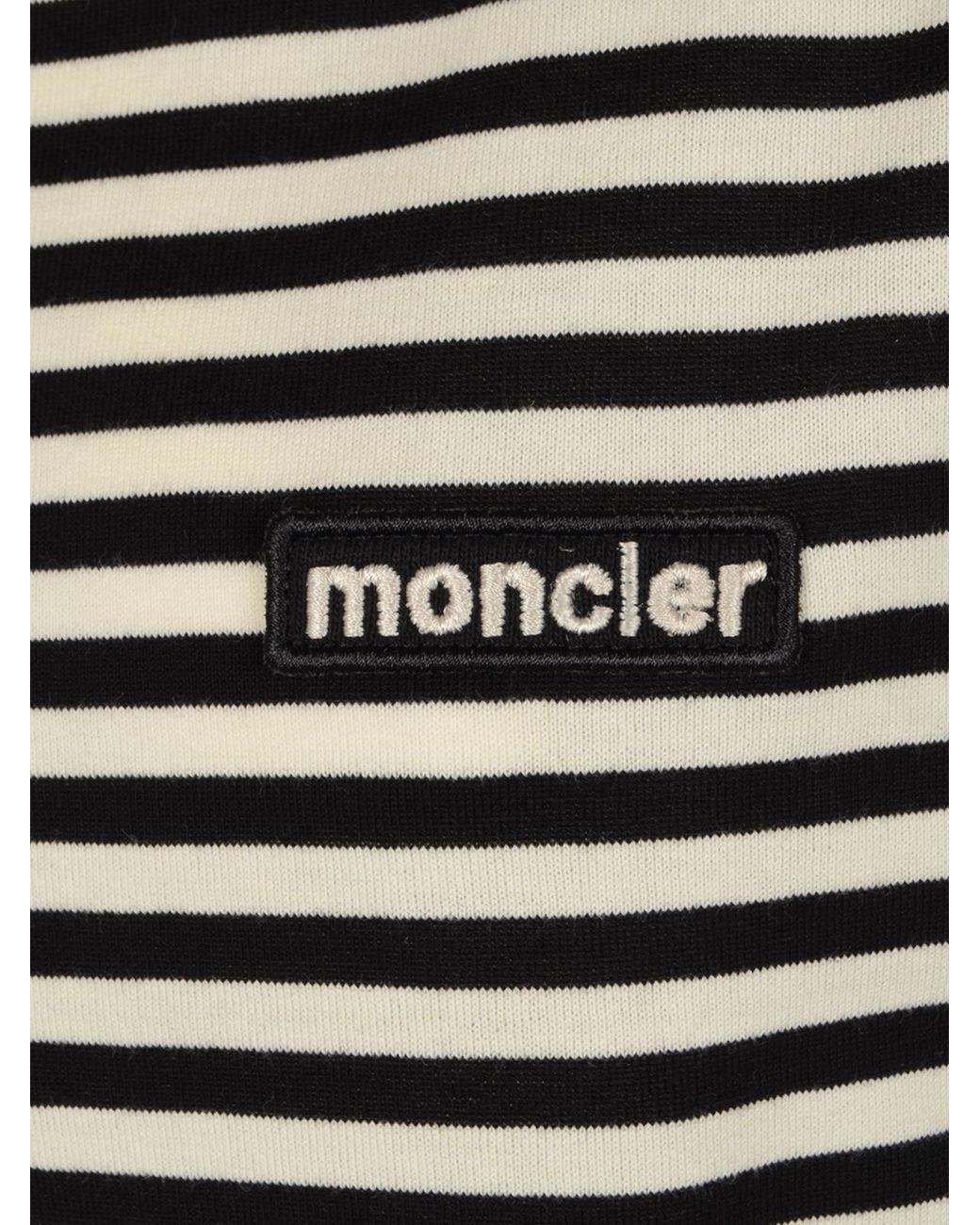 Moncler Black Logo Patch Striped Crewneck T-Shirt