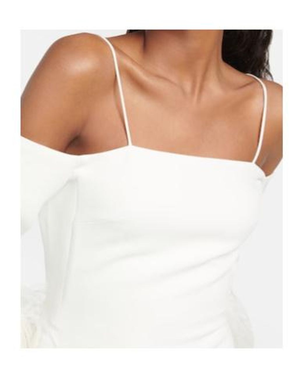 David Koma White Feather-Trimmed Midi Dress