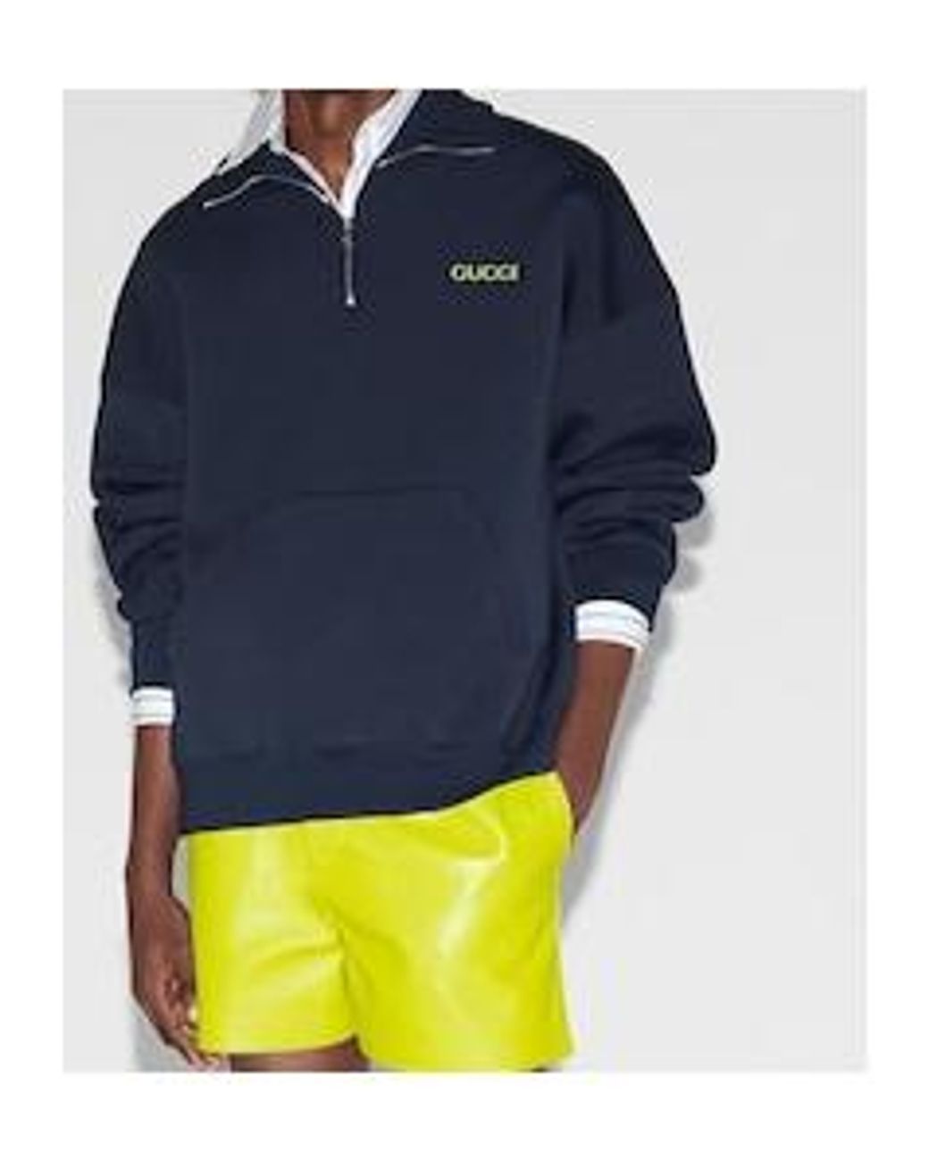 Gucci Blue Jersey Half-Zip Jacket With Patch for men