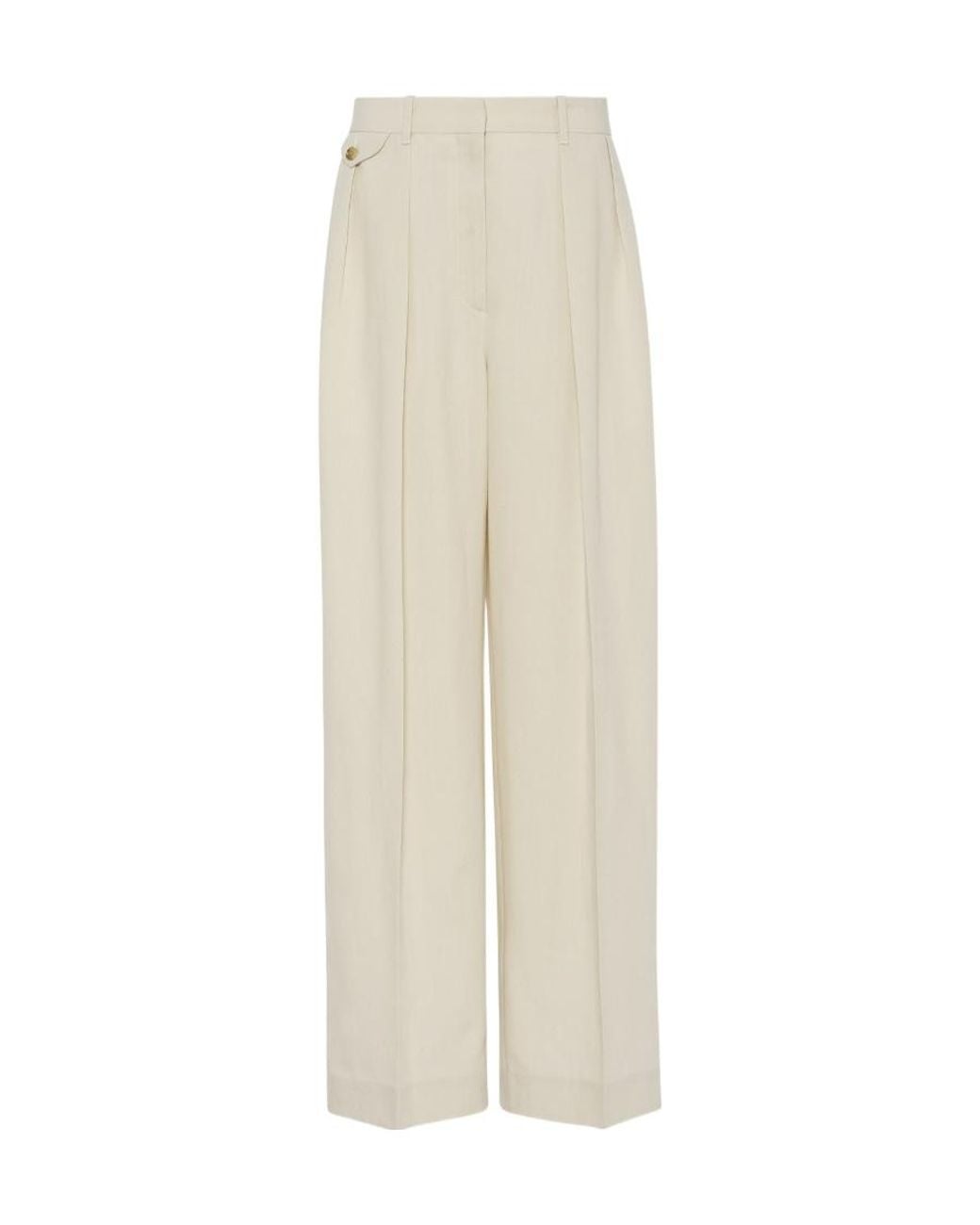 The Row White Pleated Casual Pants