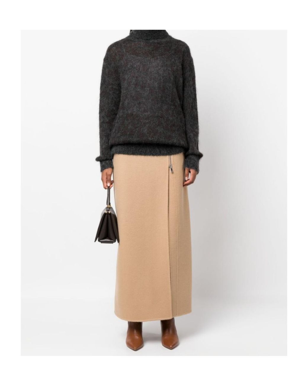 P.A.R.O.S.H. Natural Straight-Cut Zippered Skirt
