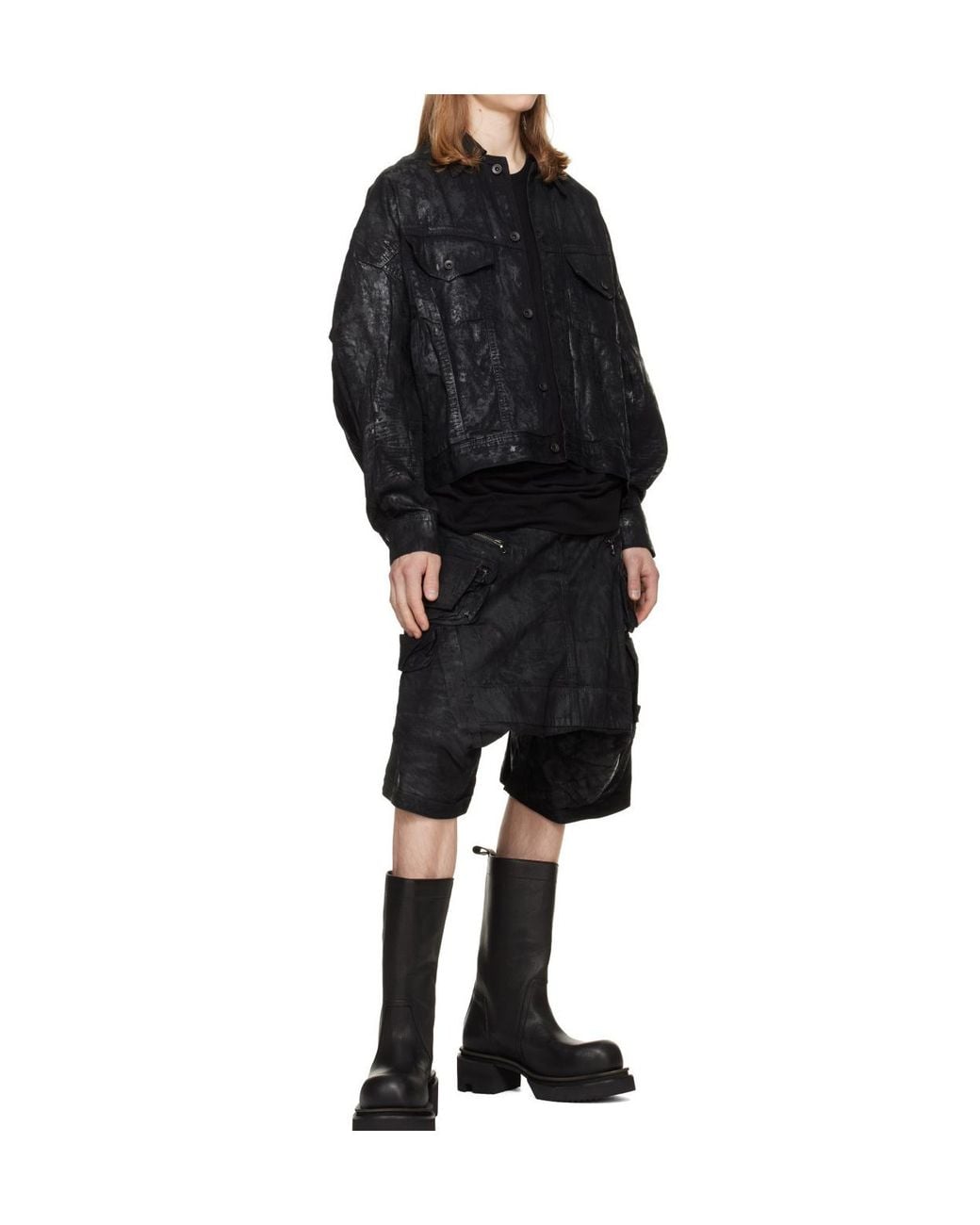 Julius Black Coated Dk Denim Jacket for men