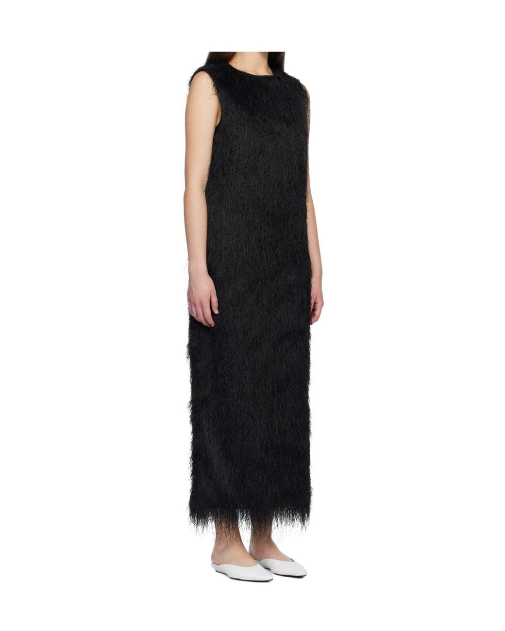 Loulou de Saison Black Shag-Knit Maxi Dress
