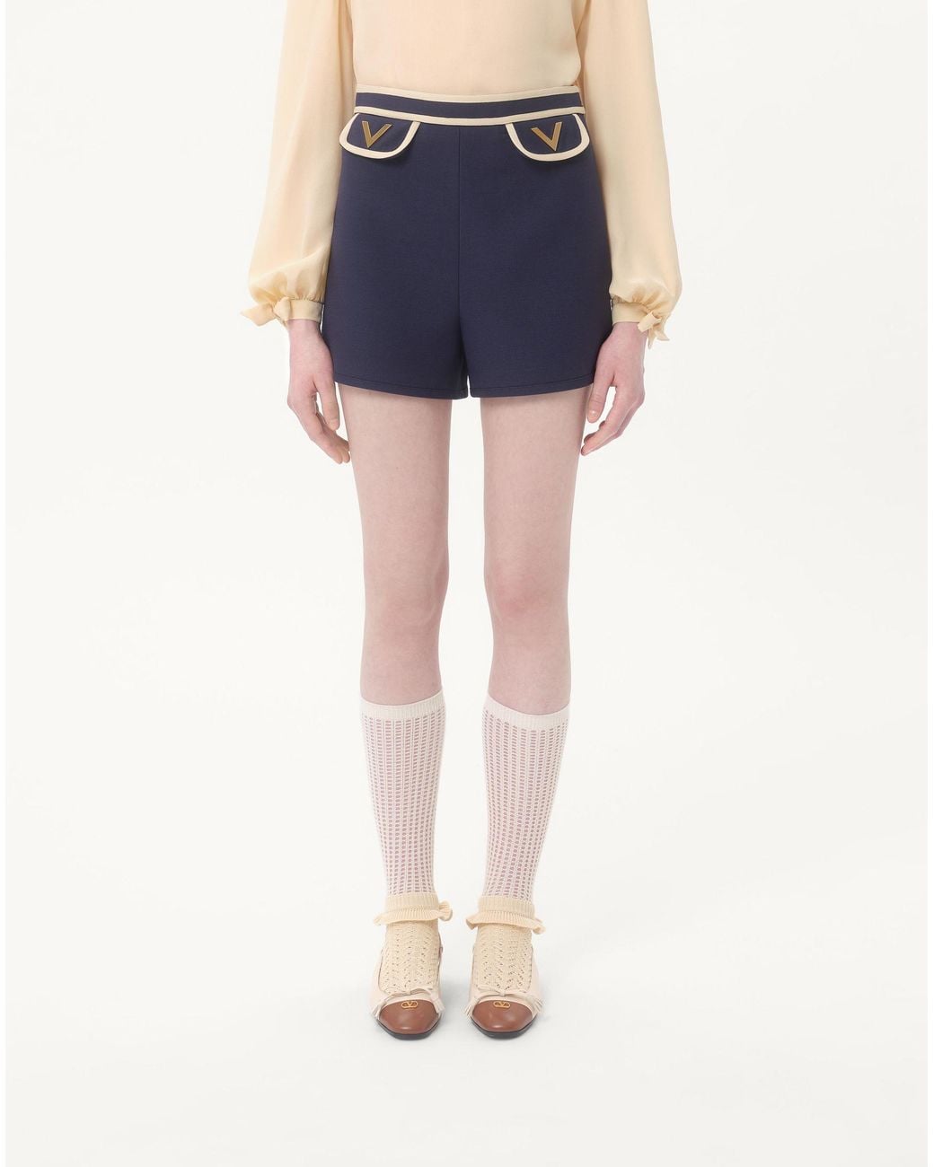 Valentino Blue Crepe Couture Shorts