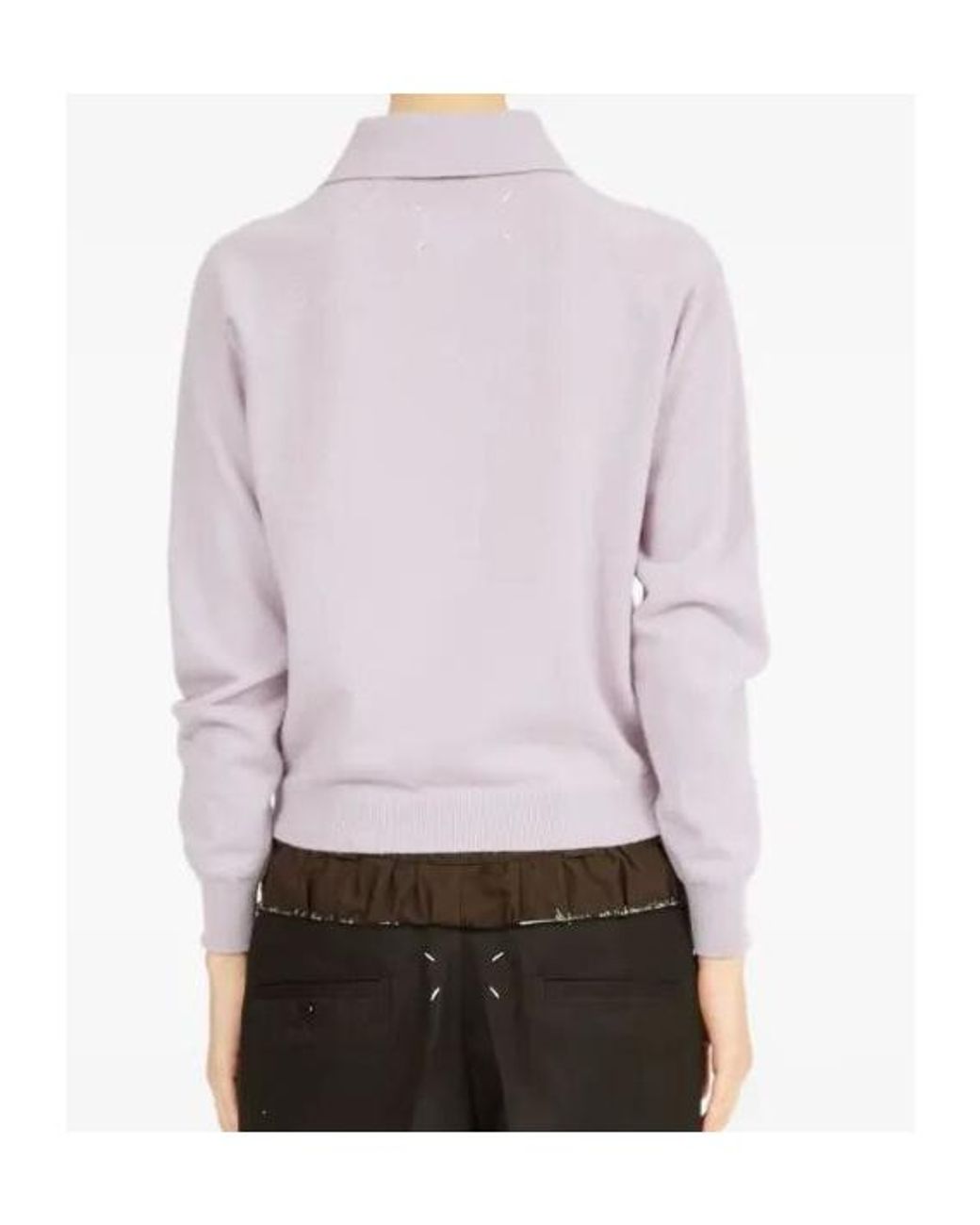 Maison Margiela Pink Four-Stitch Ribbed Knit Top