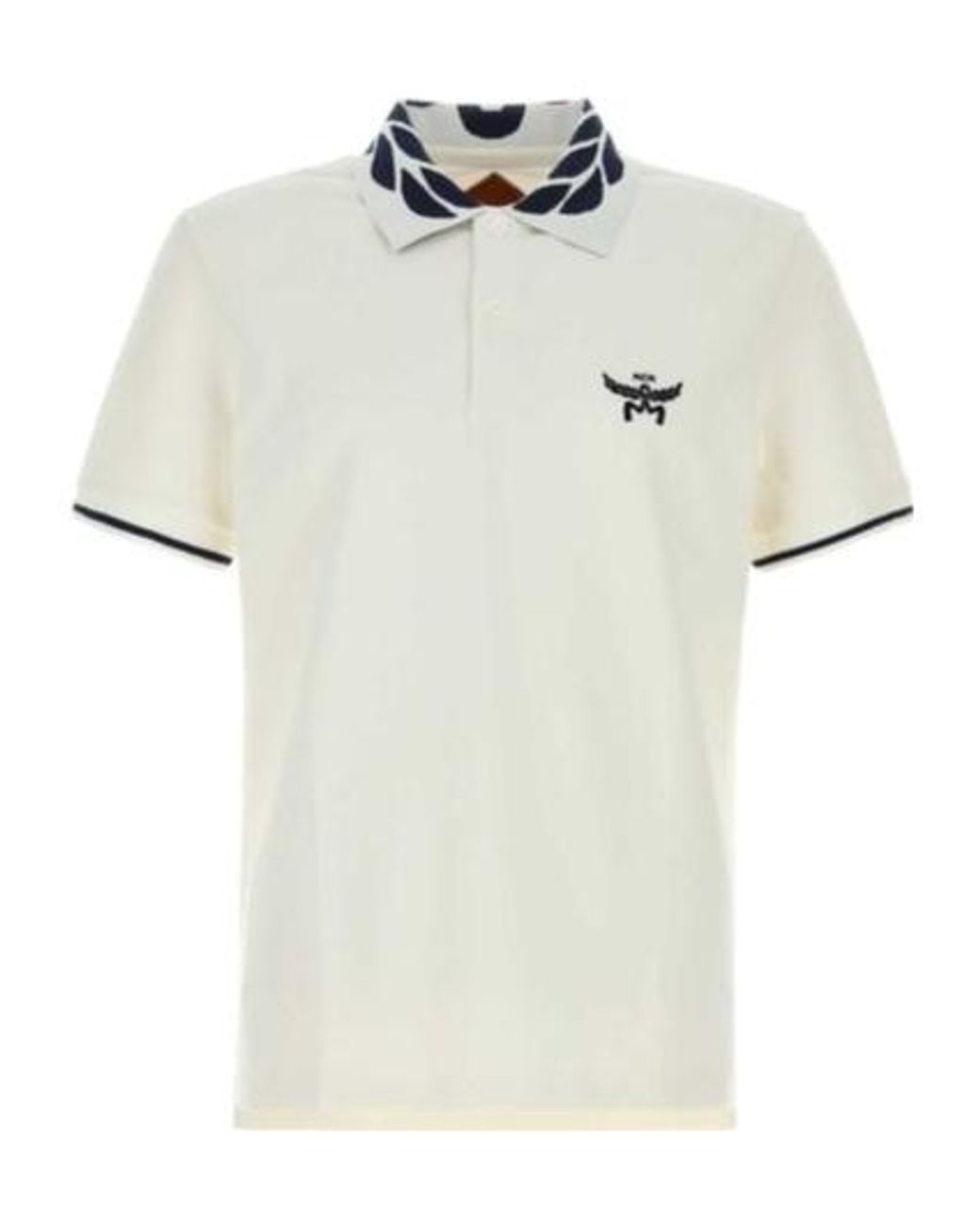 MCM White Logo Embroidered Short-Sleeved Polo Shirt