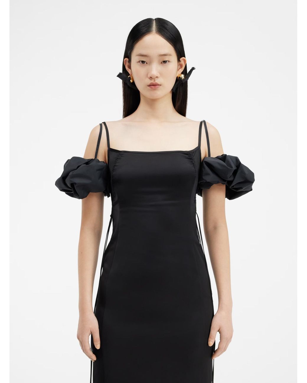 Jacquemus Black Bubble Sleeve Dress