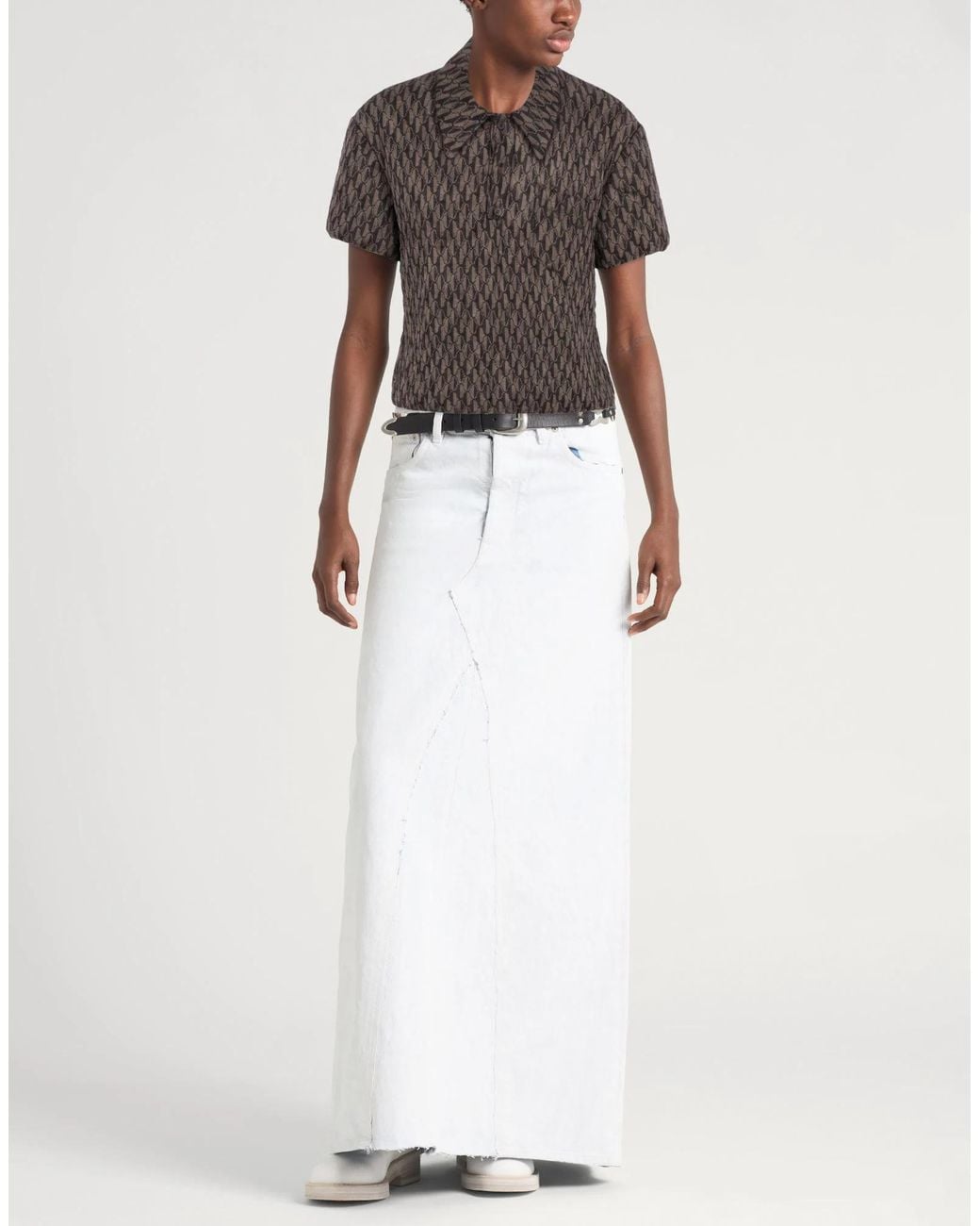 MM6 by Maison Margiela Gray Two-Tone Wool Knit Short Sleeve
