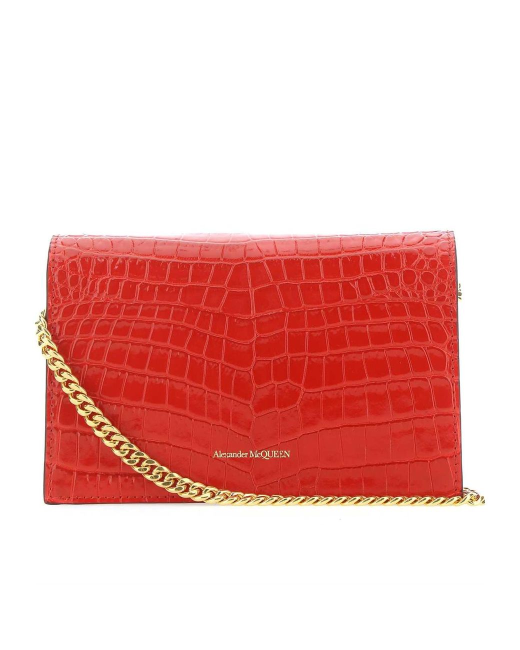 McQueen Red Skull Embossed Small Shoulder Bag