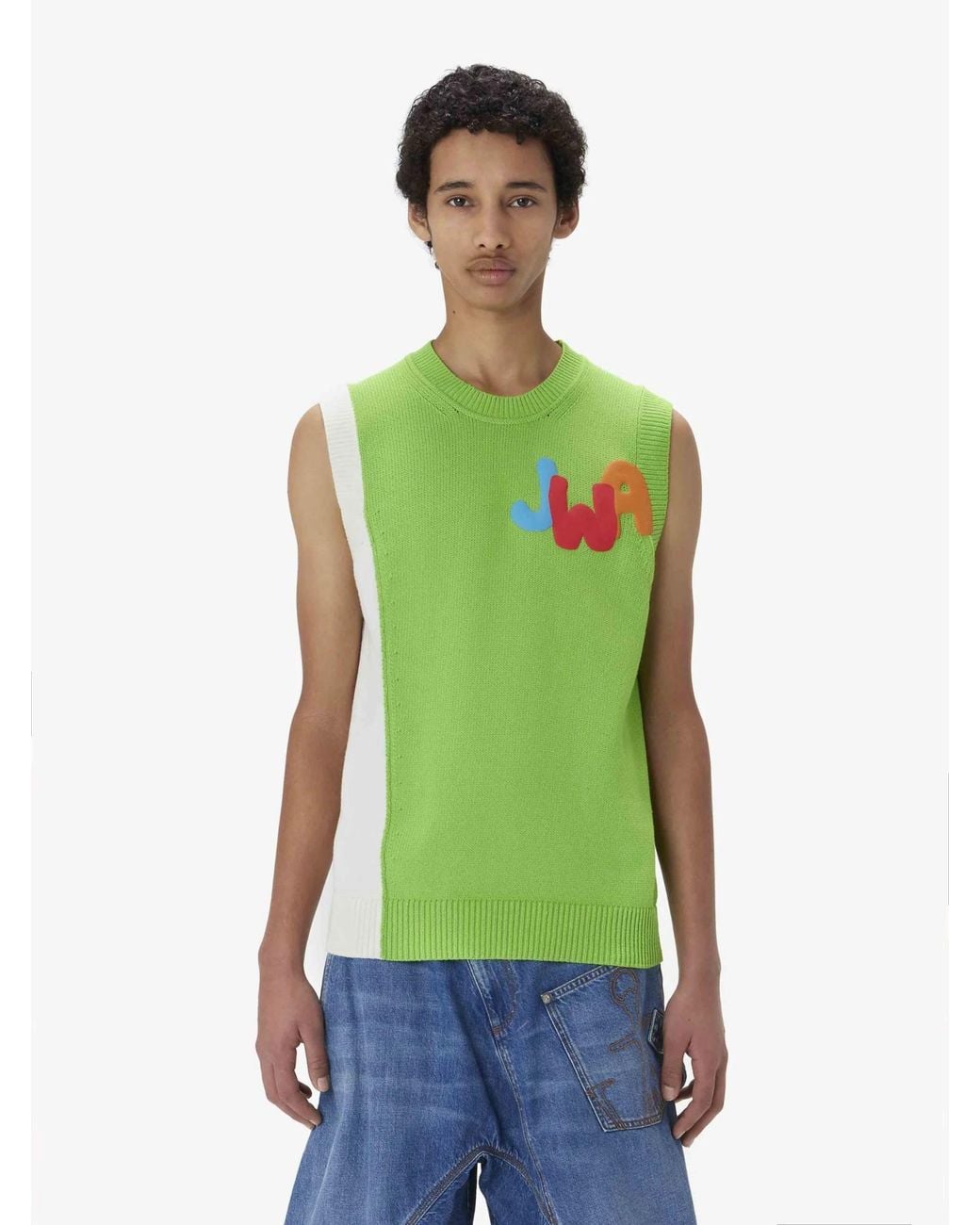 J.W. Anderson Green Jwa Two-Tone Knitted Vest for men