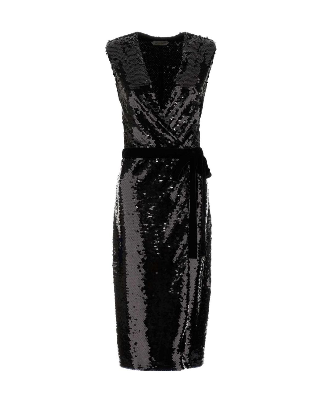 Alberta Ferretti Black Embellished Wrap Dress