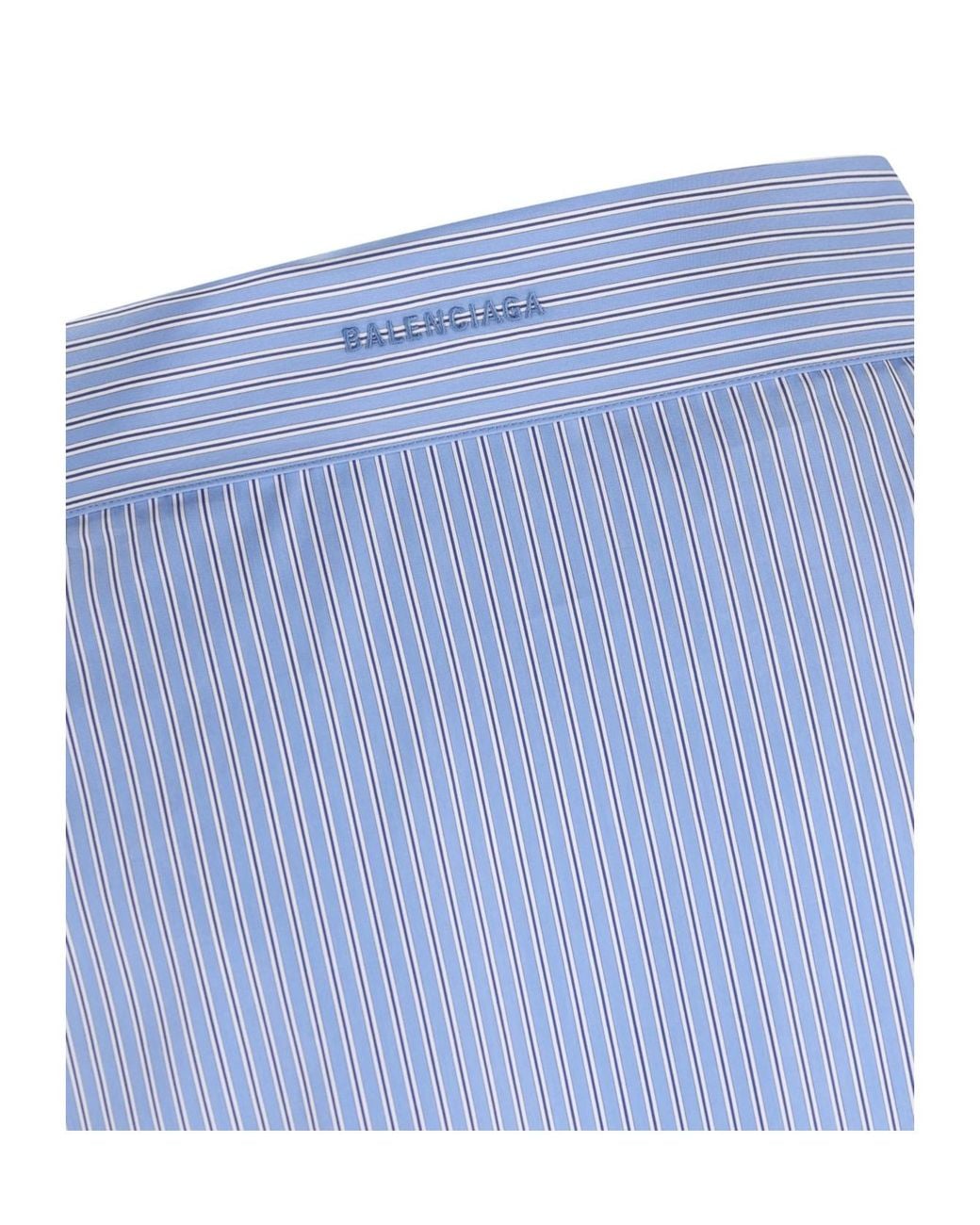 Balenciaga Blue Off-Shoulder Striped Shirt