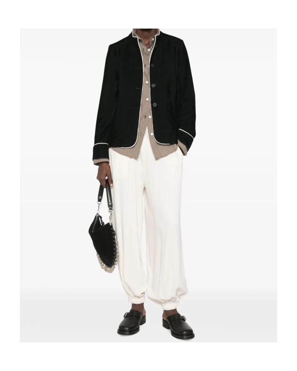 Forte_forte Black Casual Jacket With Corduroy Piping