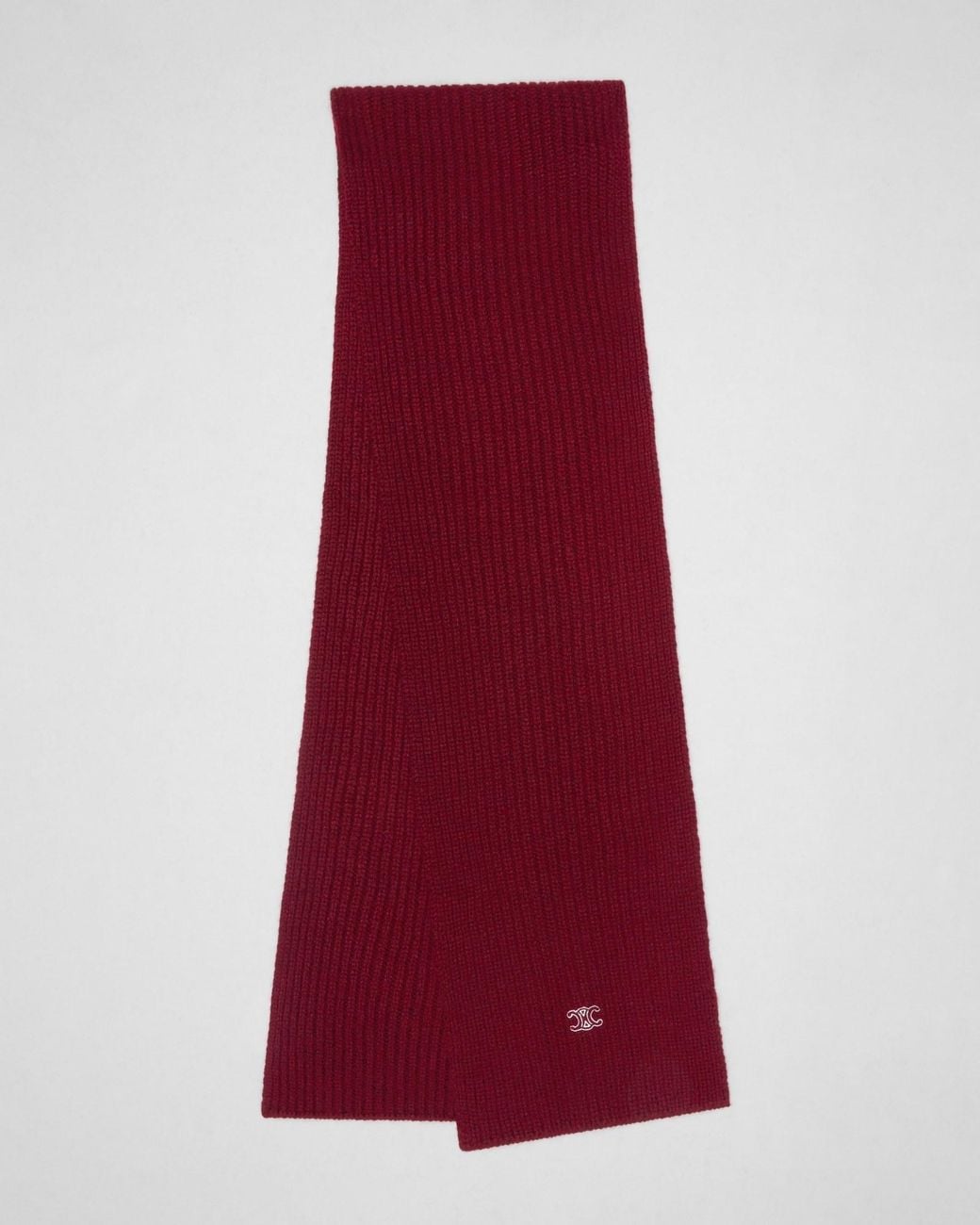 Céline Red Ribbed Cashmere Scarf