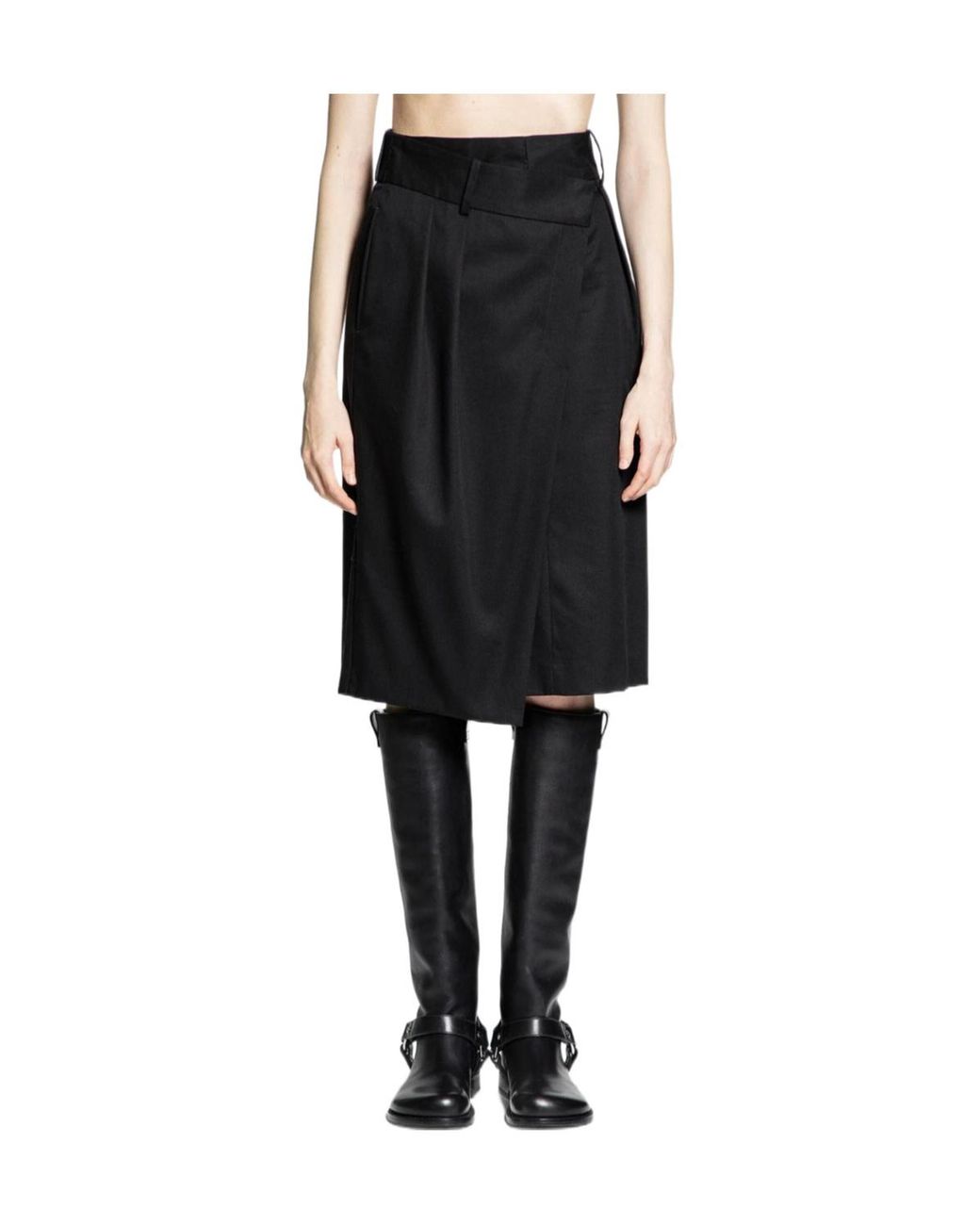 Loewe Black Asymmetric High-Waisted Wrap Skirt