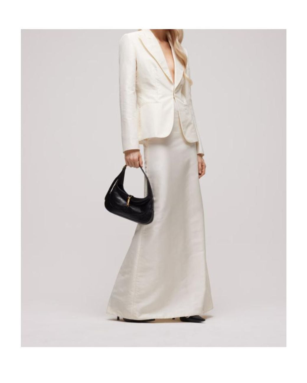 Gucci Natural Fine Silk Faille Long Skirt