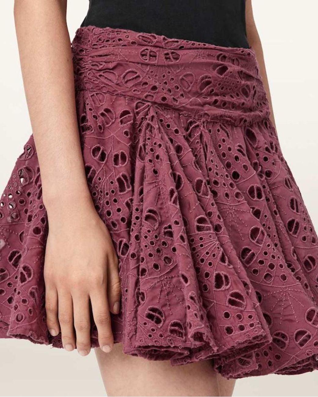 AllSaints Red Dotty Mini Skirt