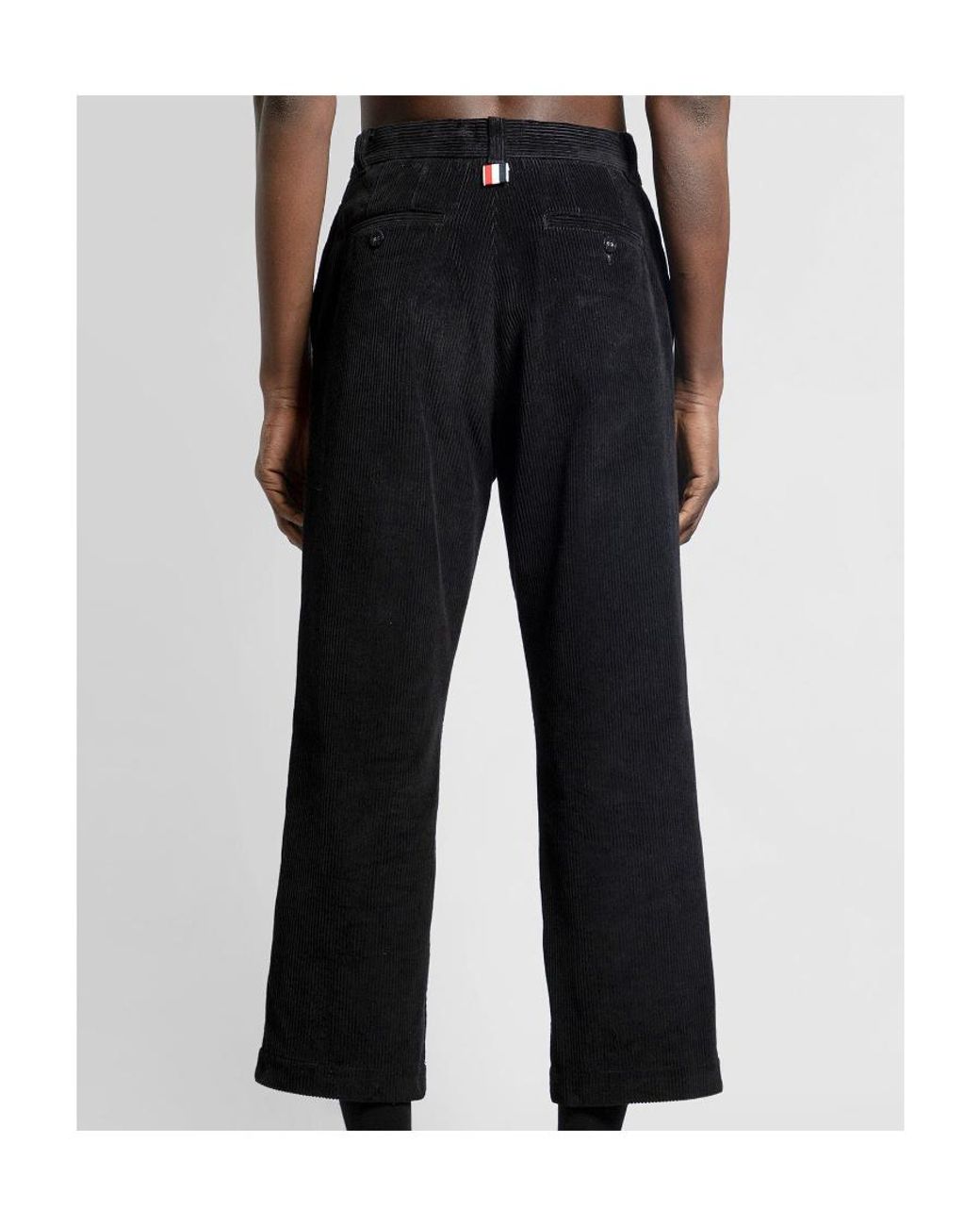 Thom Browne Black Corduroy Straight-Leg Trousers for men