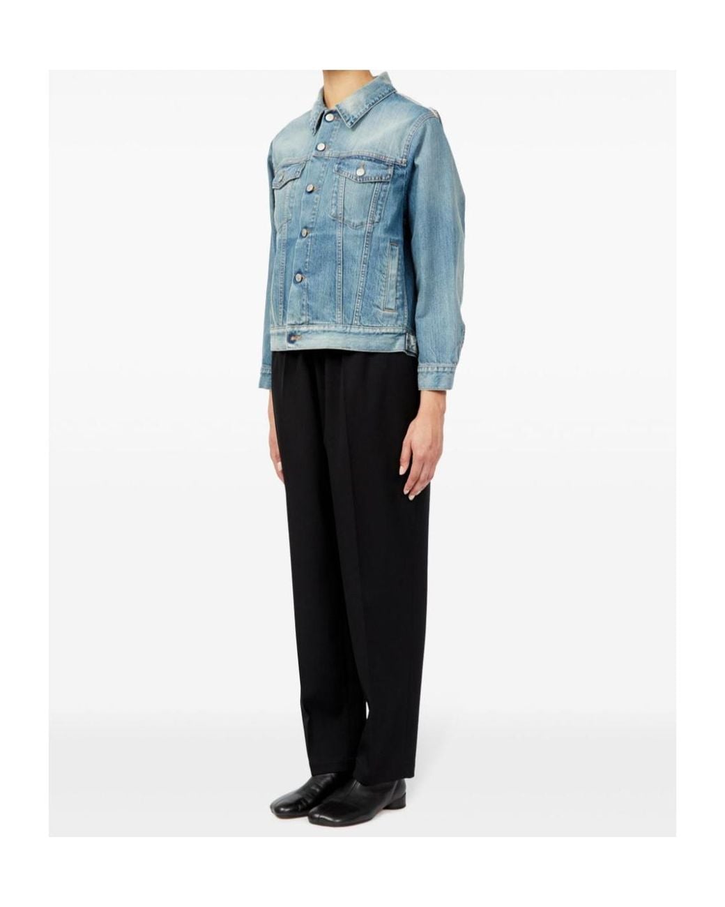 MM6 by Maison Margiela Blue Denim Distressed Jacket