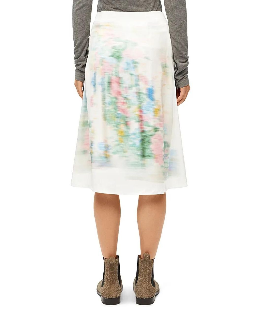Loewe Blue Paint Brush Effect Midi Skirt