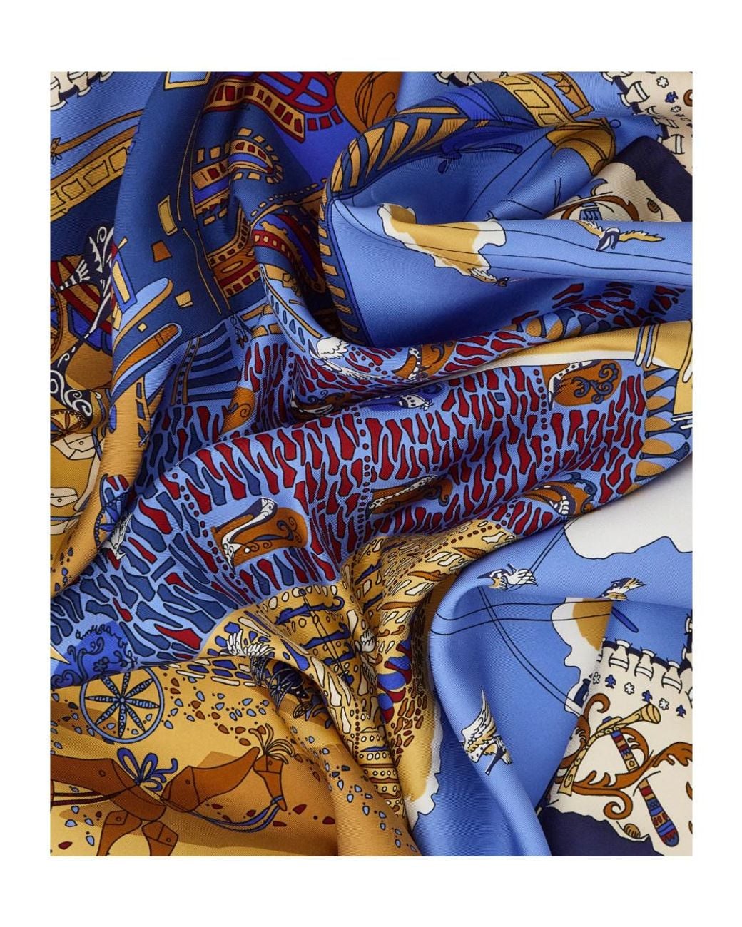 Ferragamo Blue Printed Silk Scarf