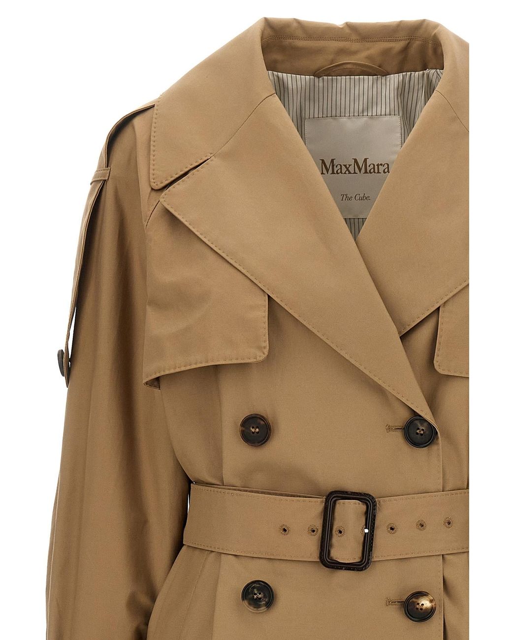 Max Mara Natural Double-Breasted Belted Trench Coat