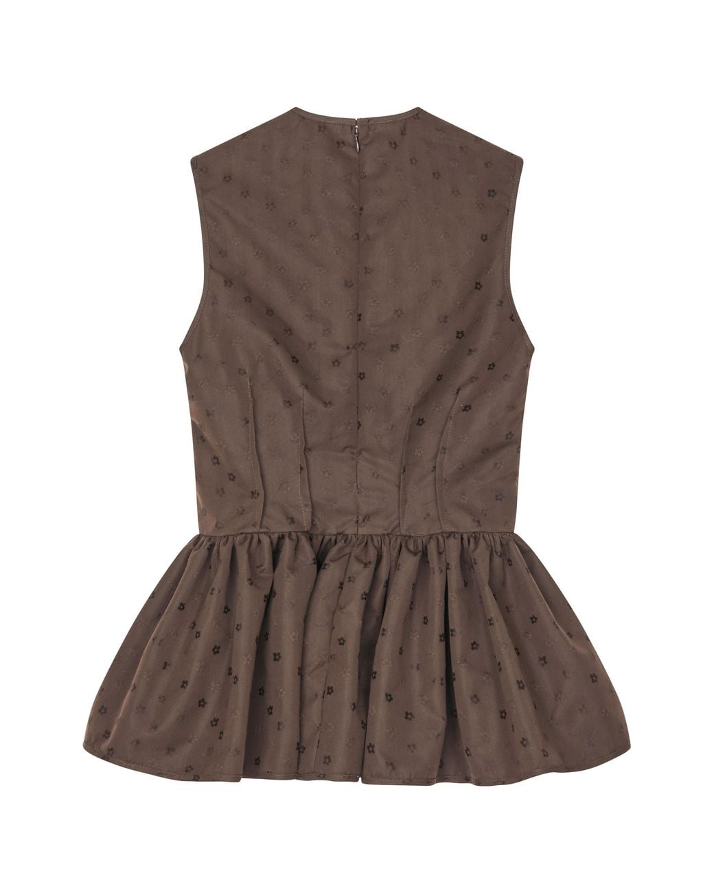 CECILIE BAHNSEN Brown Jacquard Sleeveless Top