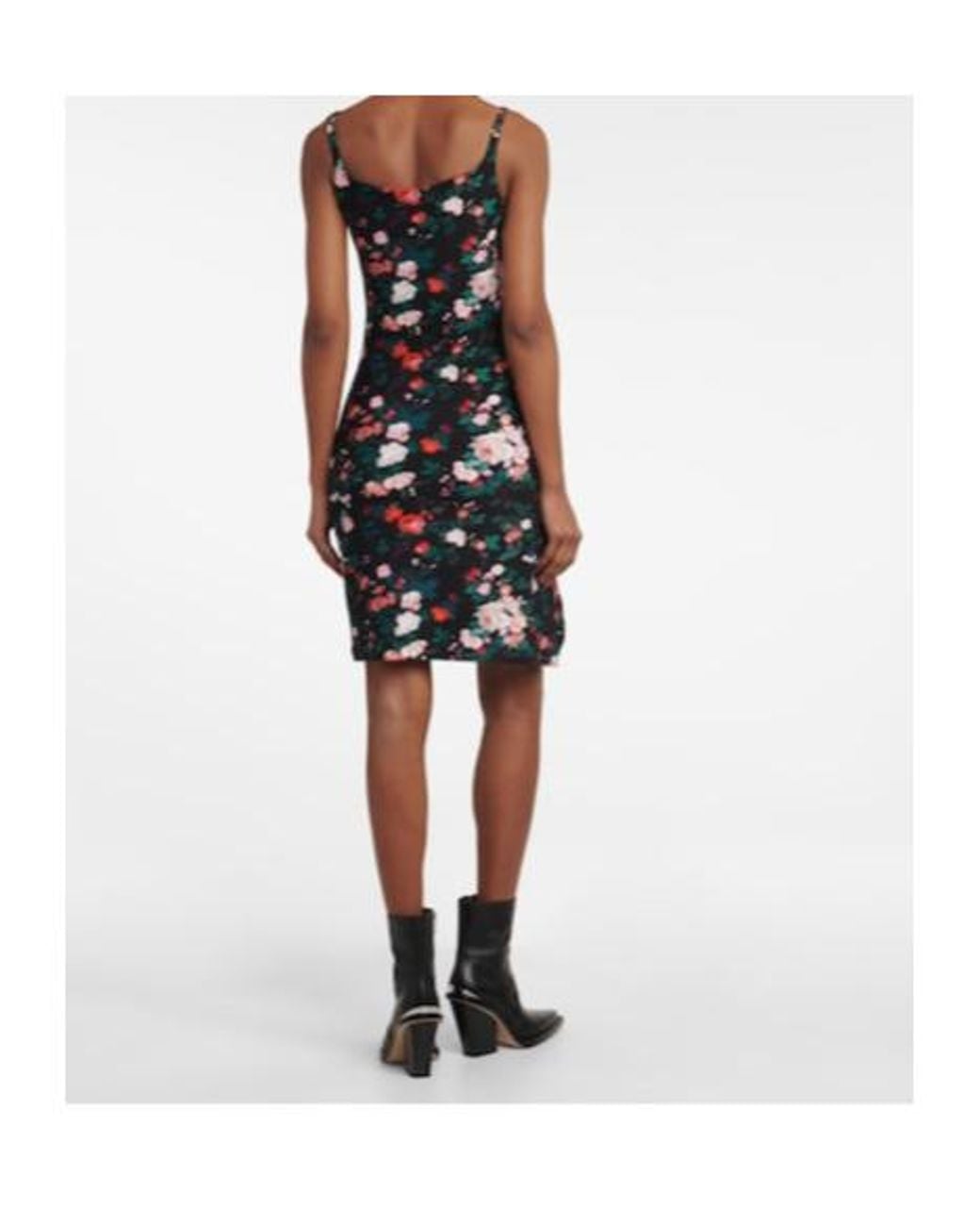 Rabanne Black Floral Ruched Jersey Minidress