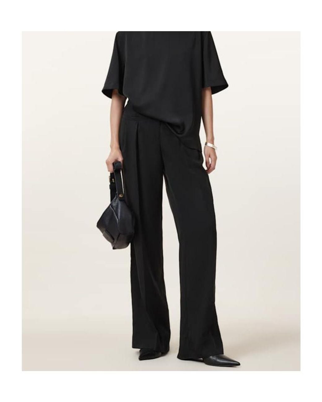 AllSaints Black Tailored Wide-Leg Pants