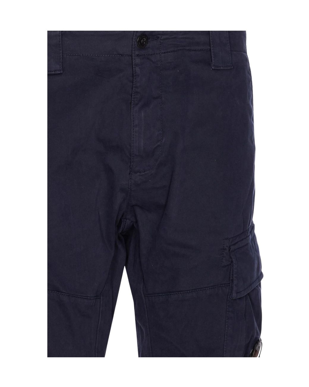 C P Company Blue Stretch Sateen Ergonomic Lens Cargo Pants for men