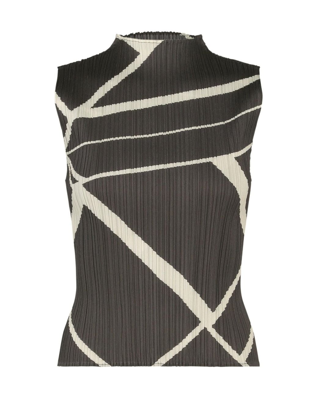 Pleats Please Issey Miyake Black Pleats Please Issey Miyake Fold Line Sleeveless Top