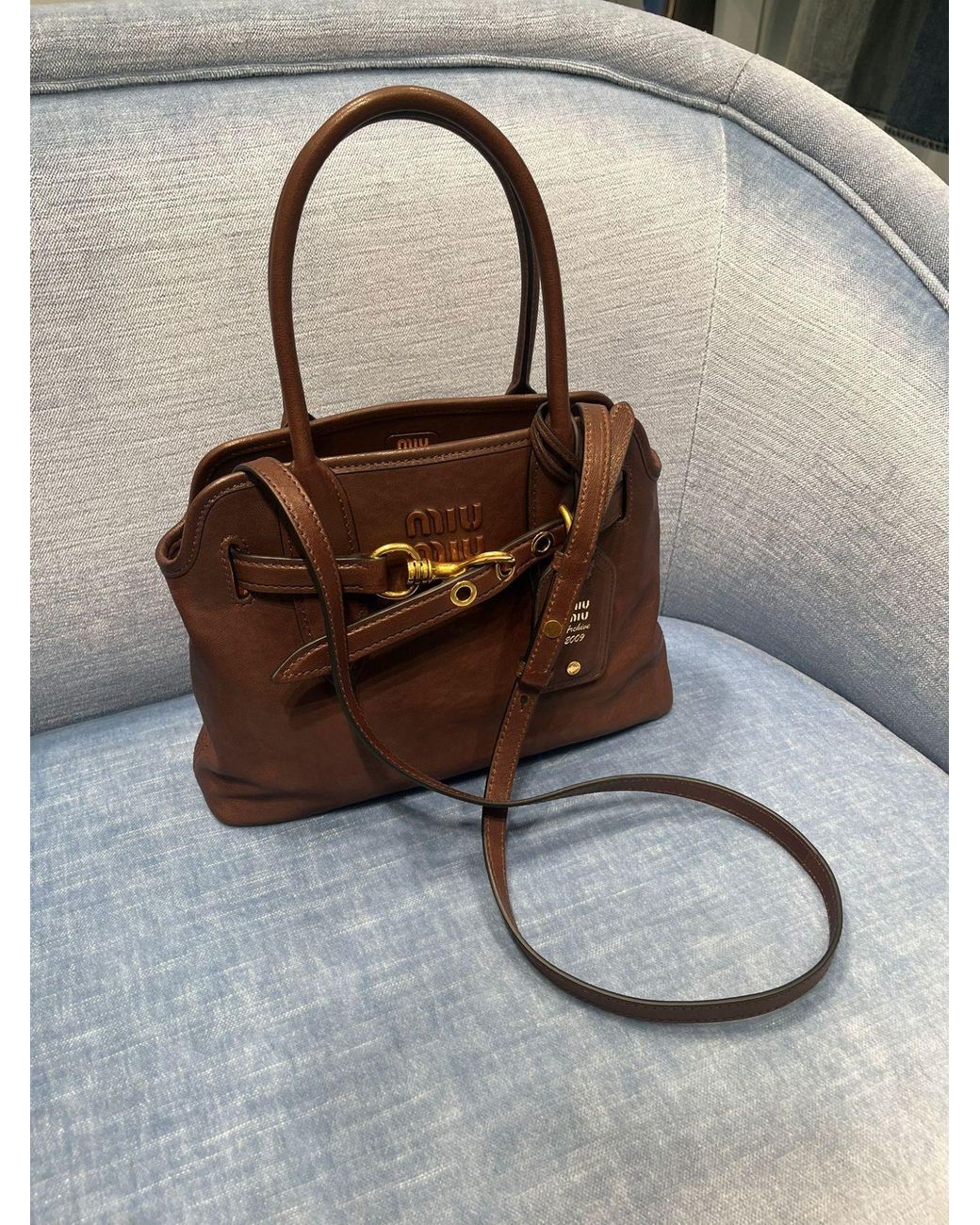 Miu Miu Brown Aventure Nappa Leather Bag
