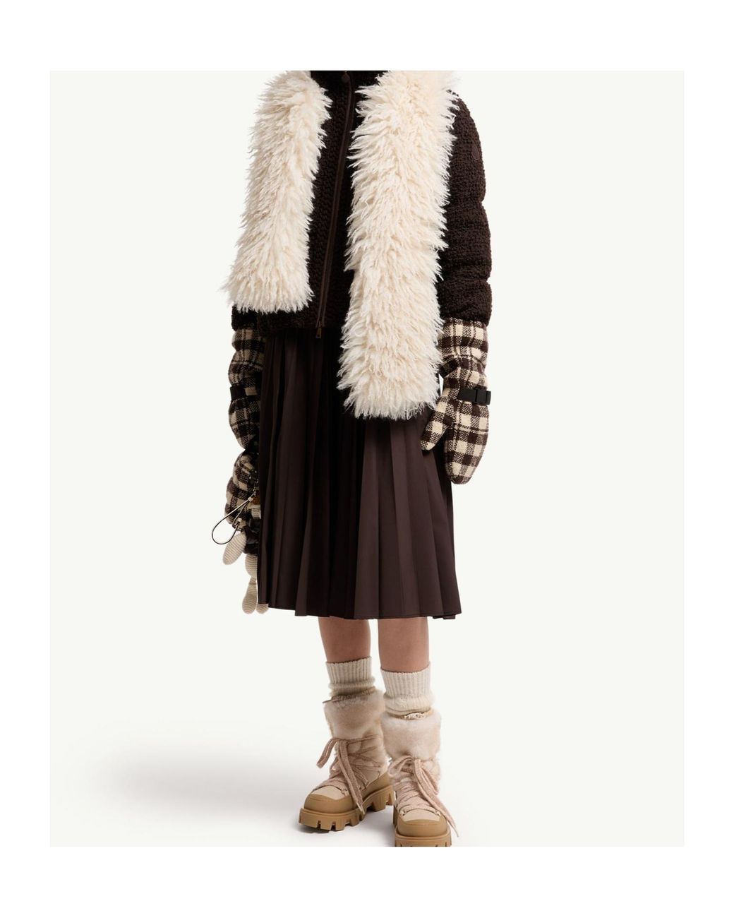 Moncler Brown Pleated Midi Skirt