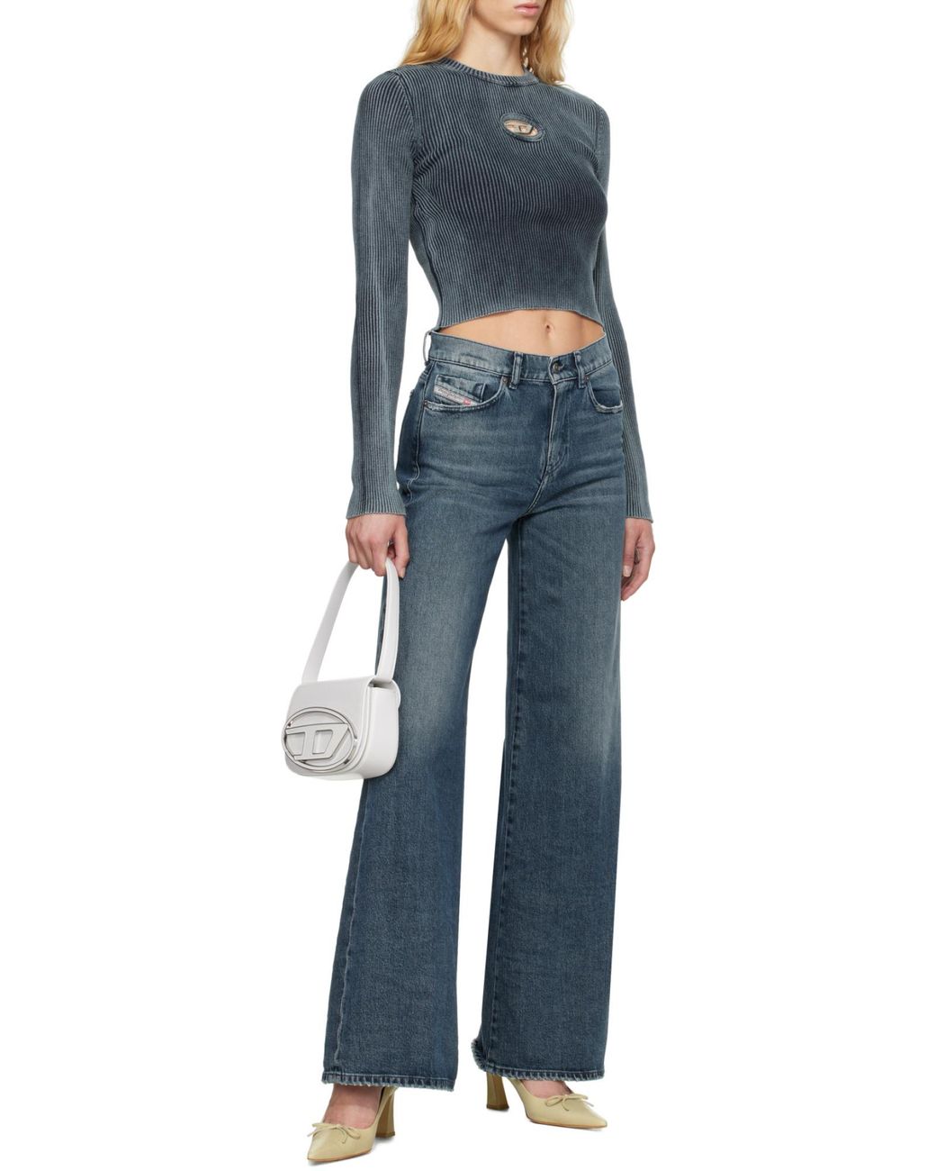 DIESEL Blue M-Anchor-A Oval D Rib-Knit Top