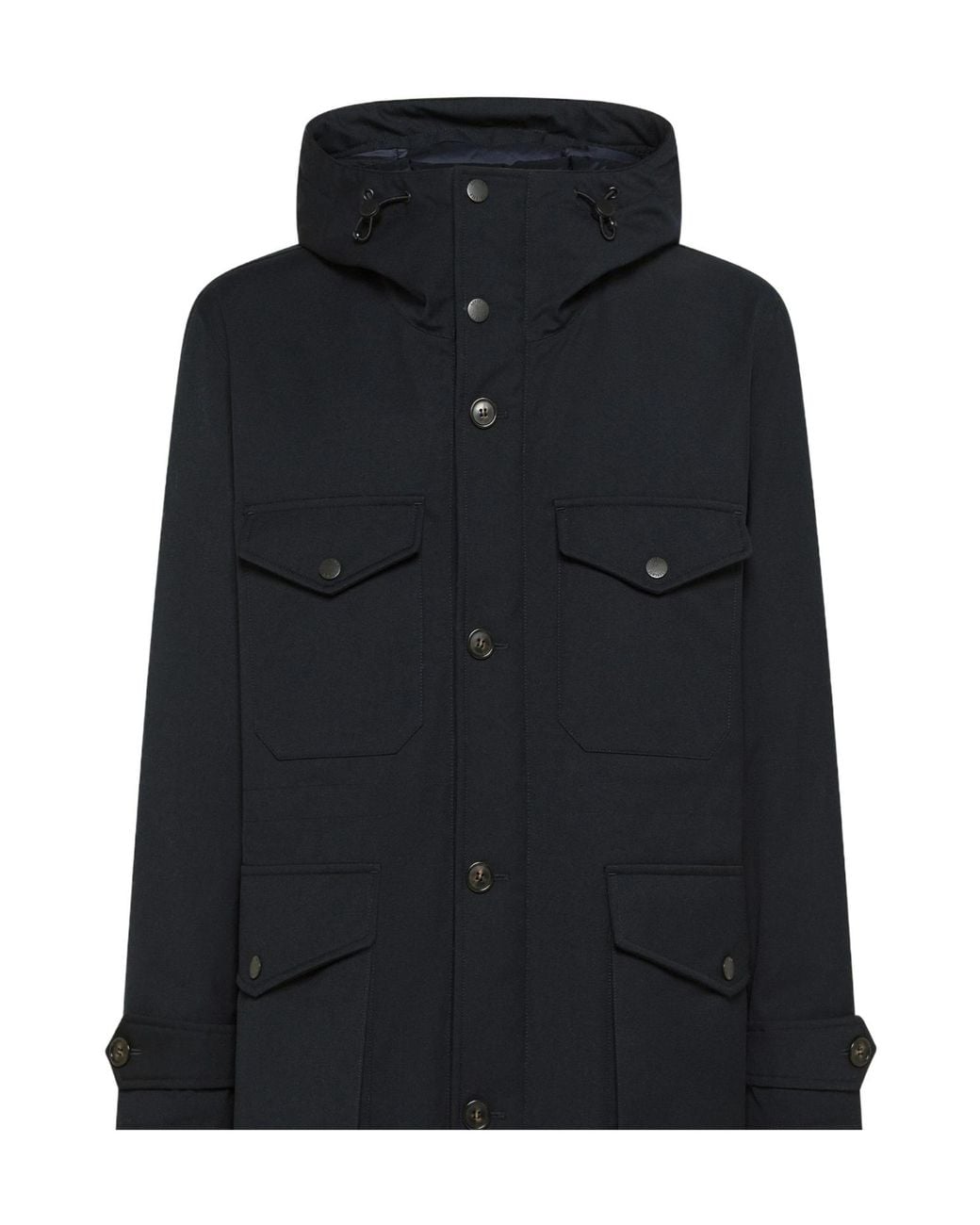 Seventy Black Hooded Multi-Pocket Jacket for men