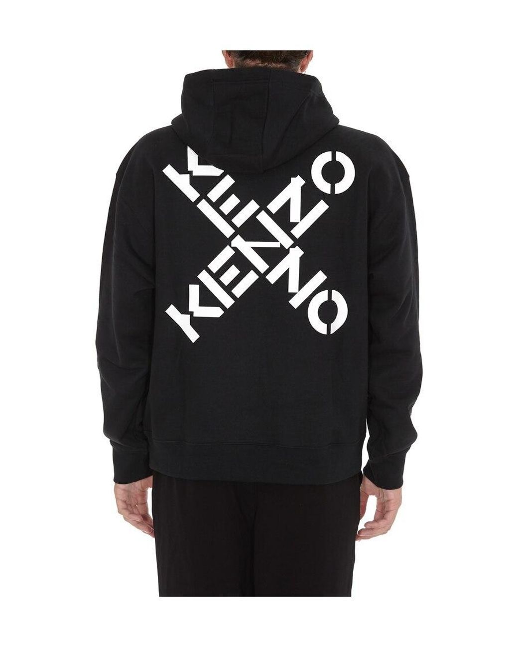 KENZO Black Logo-Print Hoodie for men
