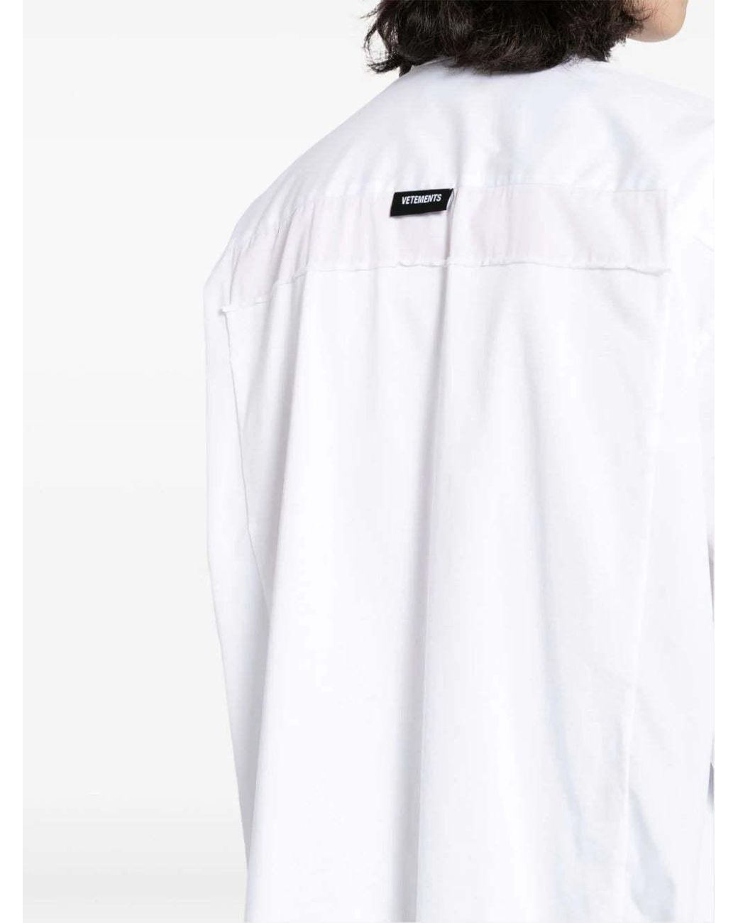 Vetements White Logo-Tag Cotton Shirt for men