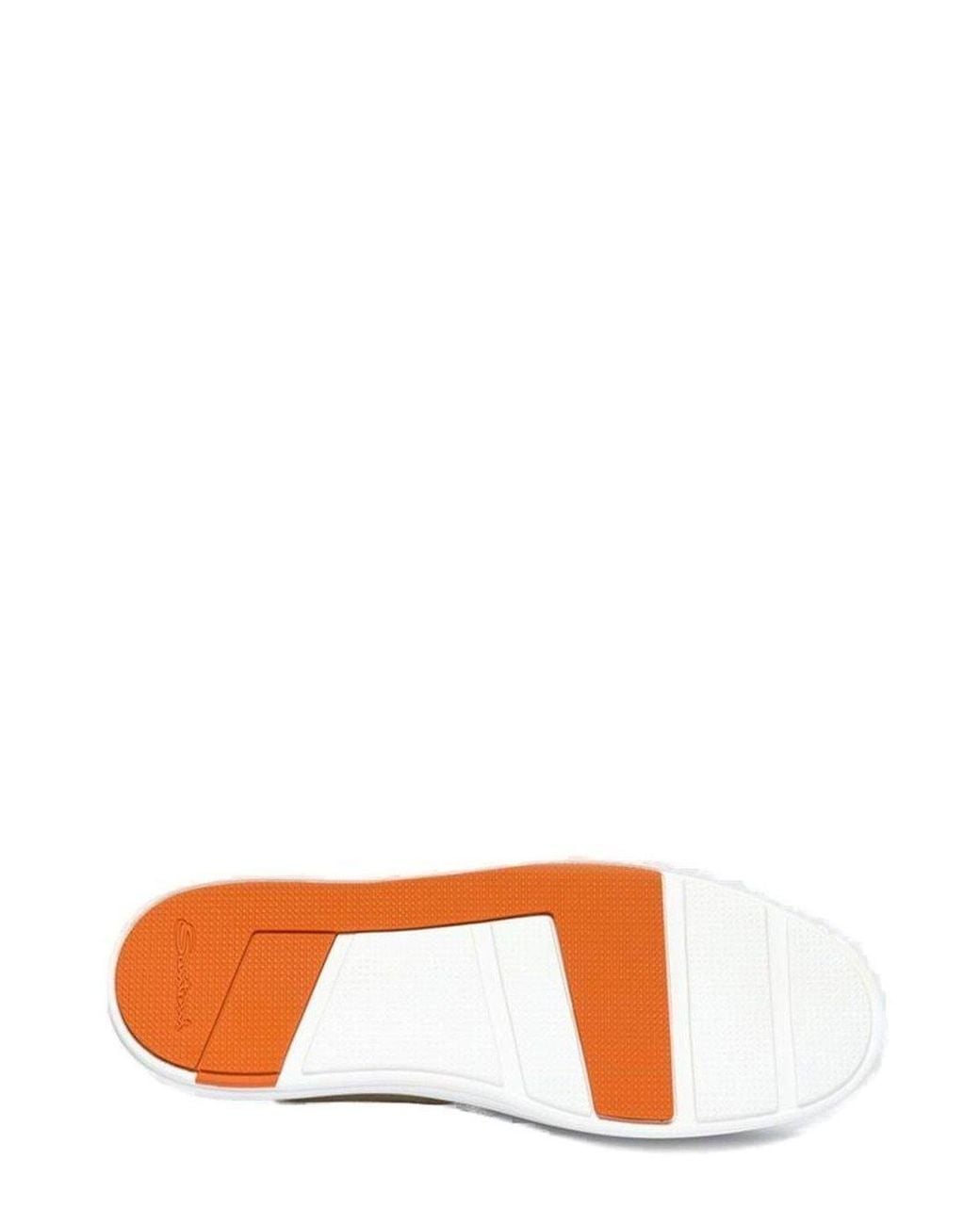 Santoni Natural Round Toe Lace-Up Sneakers for men