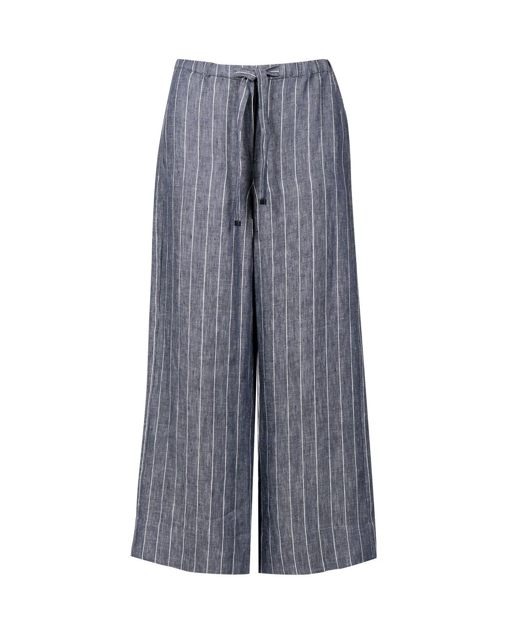 Max Mara Blue 'S Cresta Pinstriped Wide Leg Pants