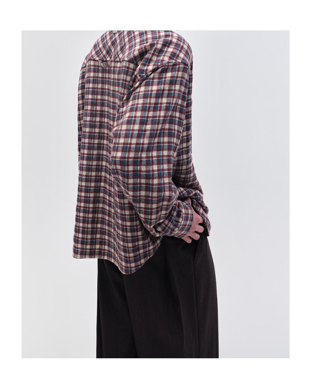 Wooyoungmi Brown Plaid Wool Shirt for men