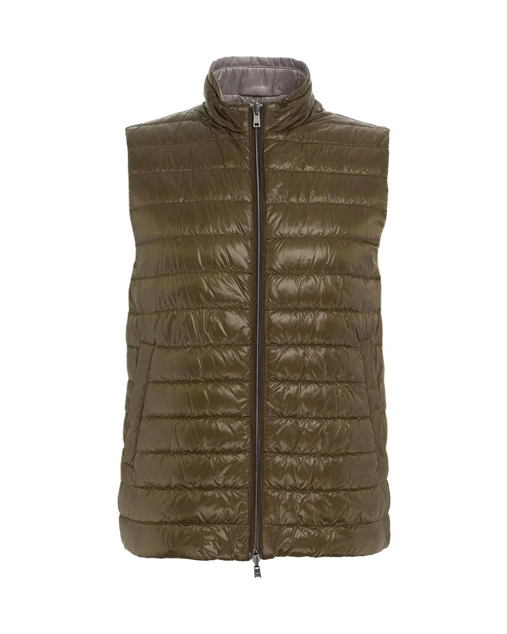 Herno Green High-Neck Reversible Padded Vest for men