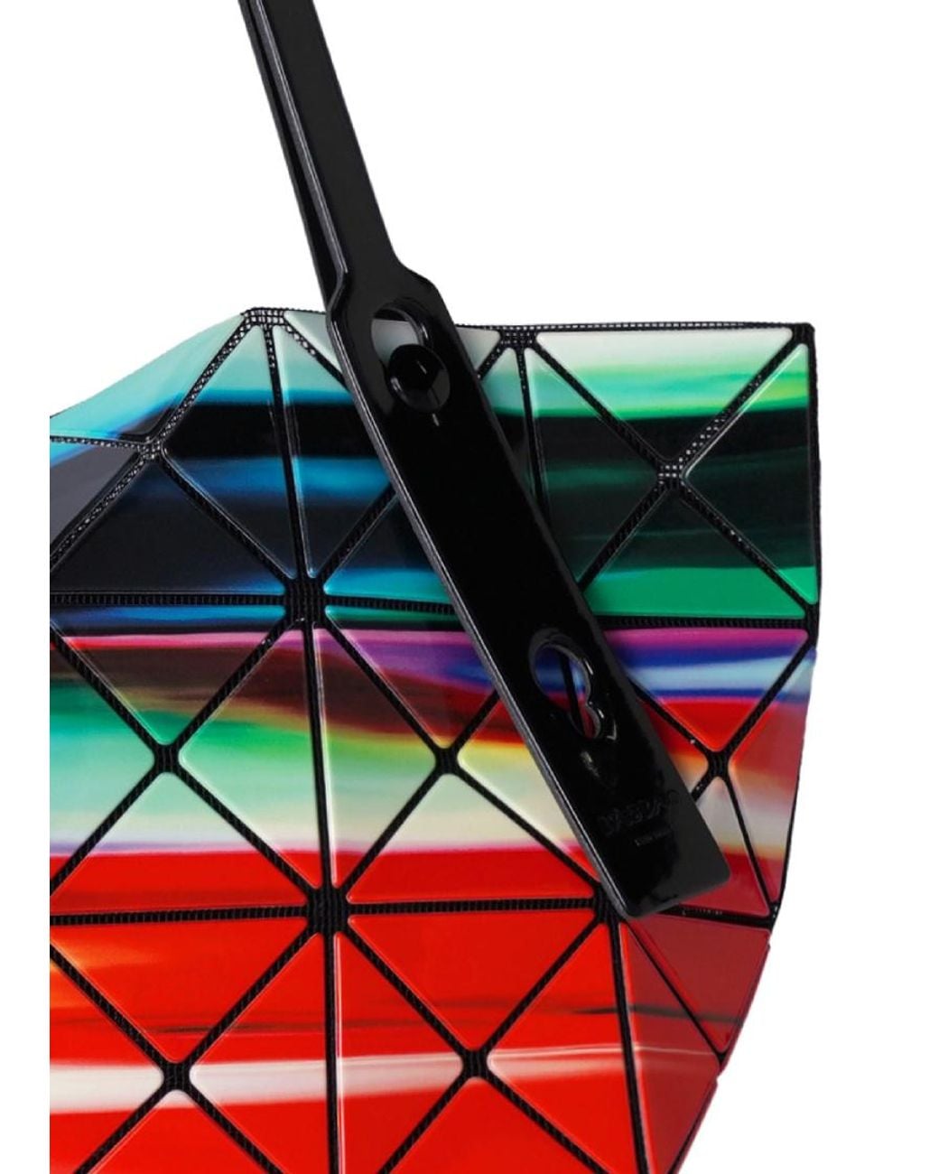 Issey Miyake Red Warp Geometric-Panel Tote Bag
