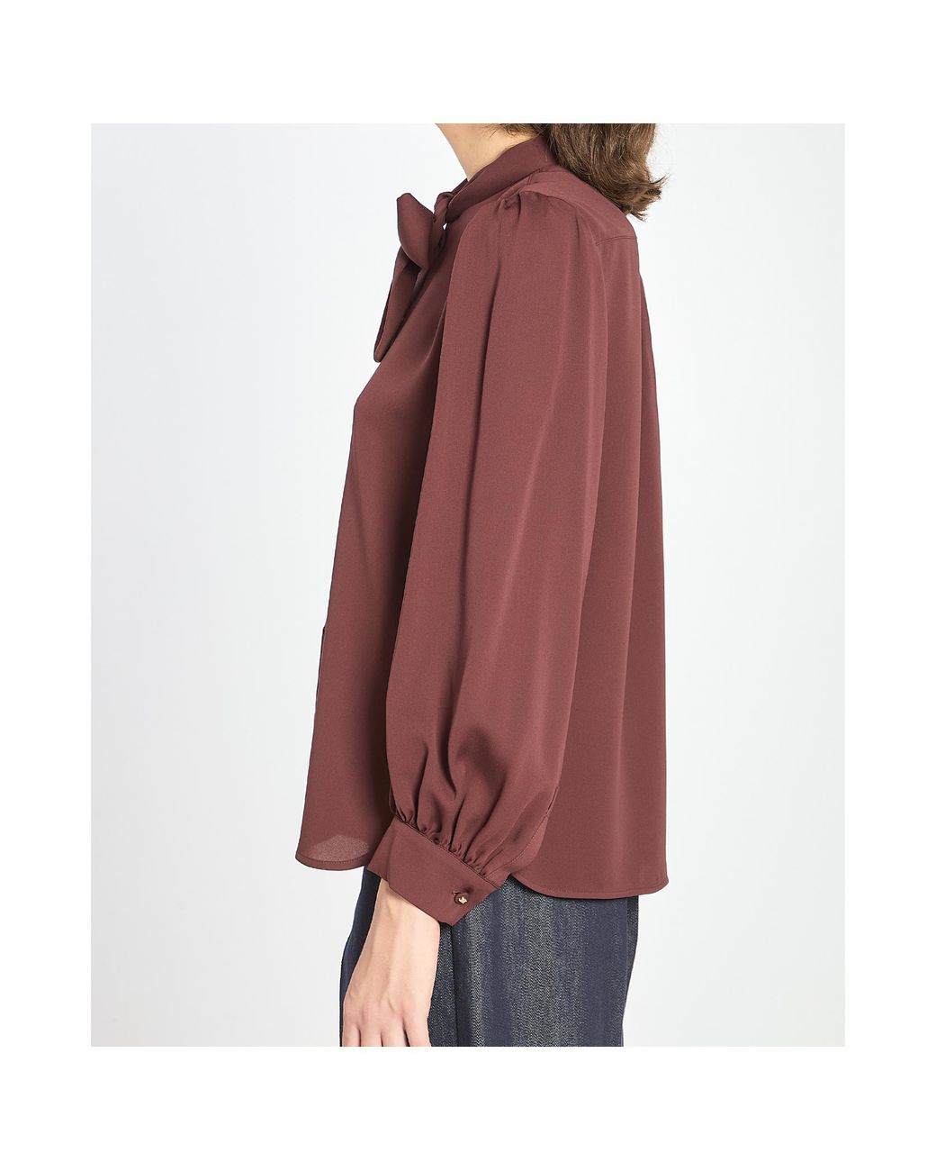 Max Mara Red Silk Charmeuse Shirt