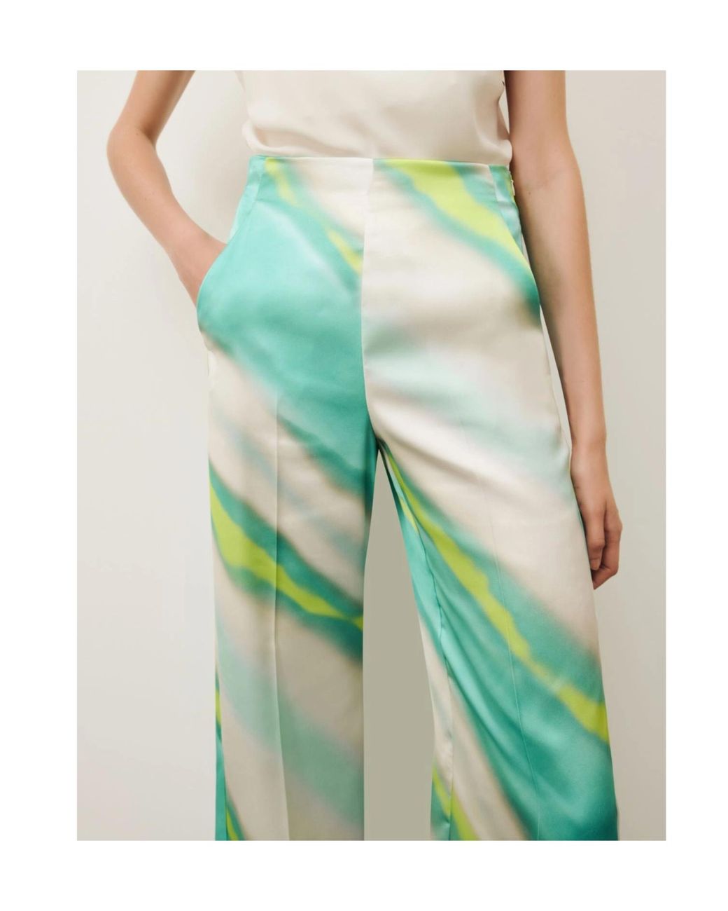 Marella Green Patterned Casual Trousers
