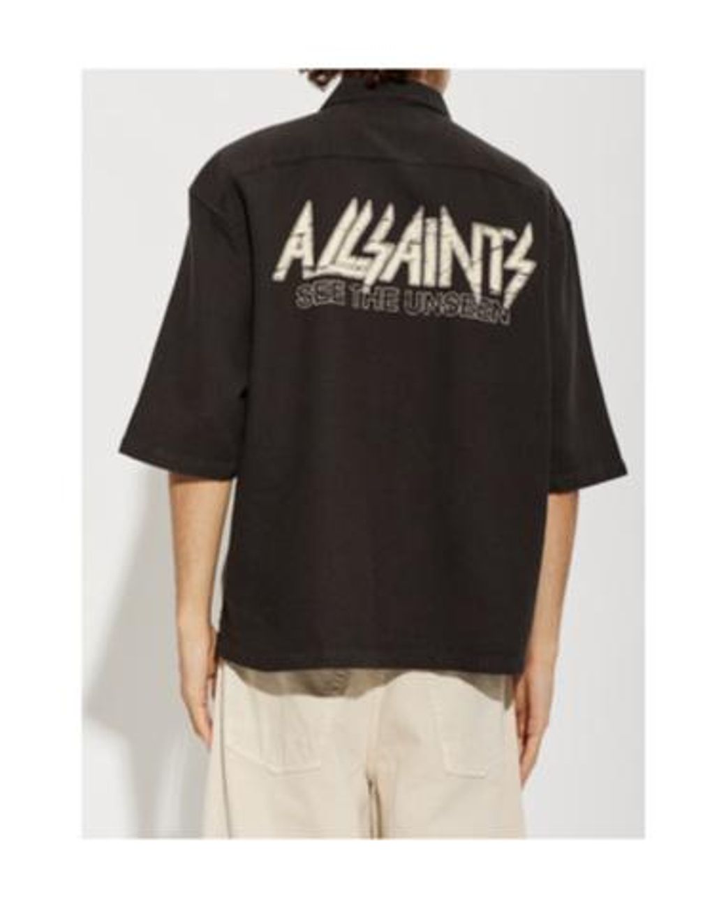 AllSaints Black Logo Short Sleeve Shirt for men
