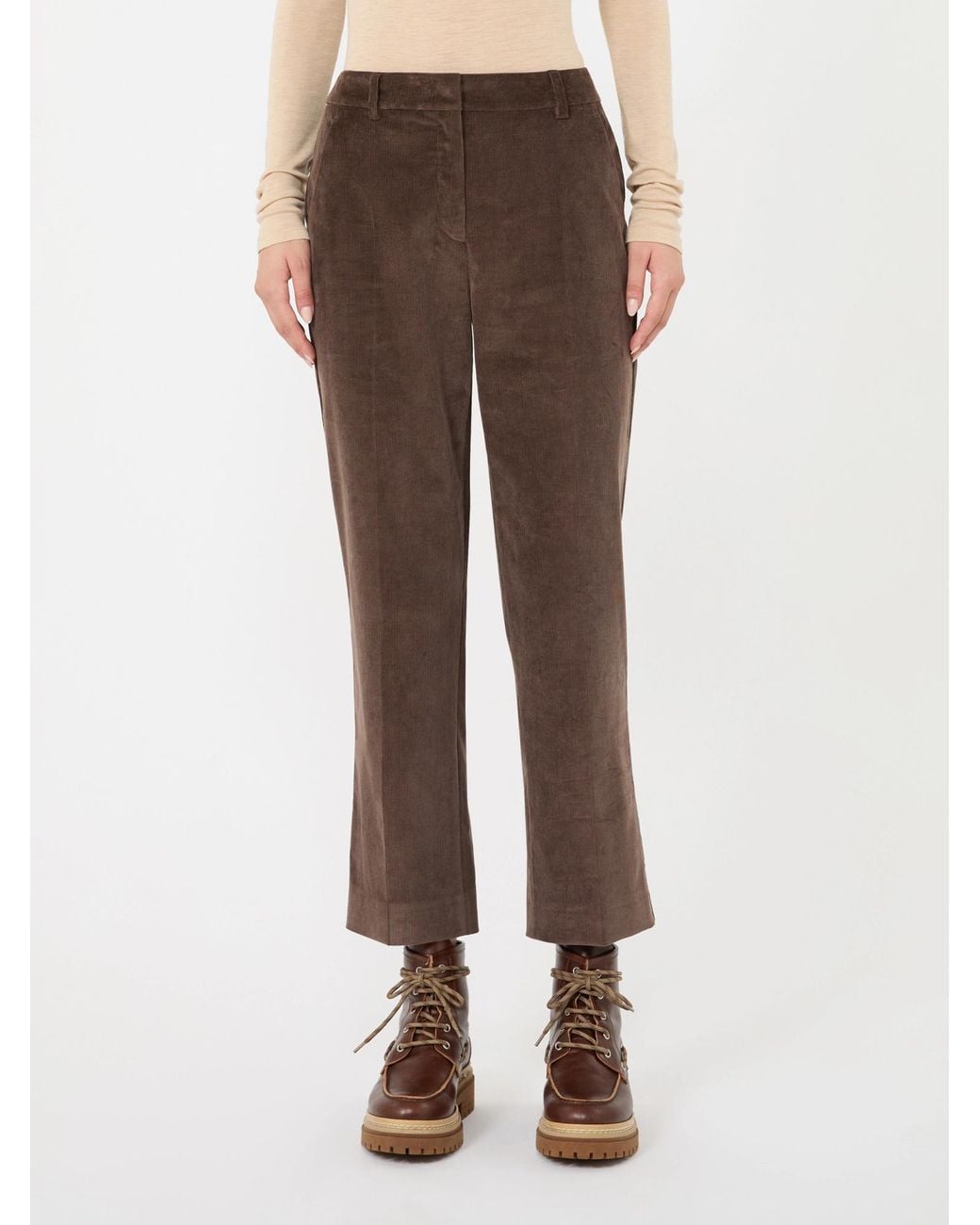 Weekend by Maxmara Brown Corduroy Straight-Leg Pants